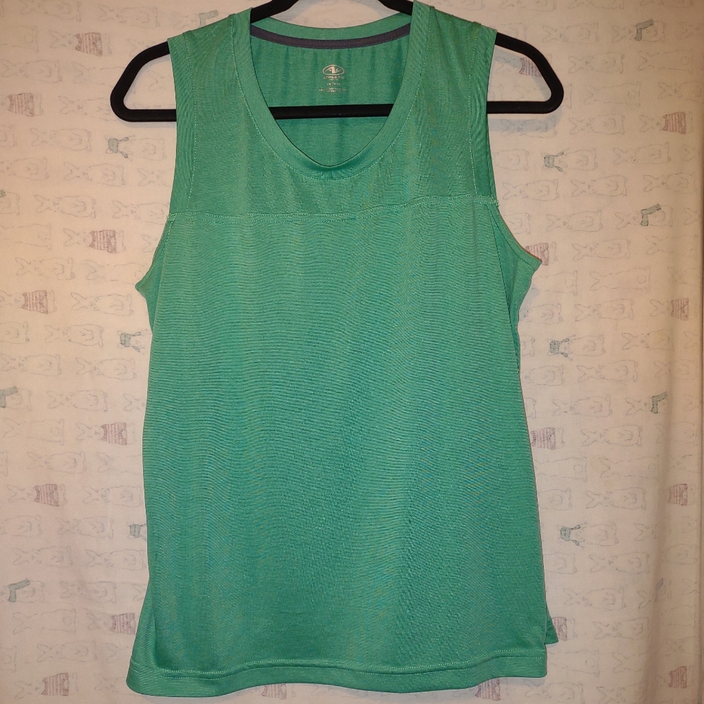 Athletic Works Shirt Woman Size Large Color Green Sleeveless Crew Neck Polyester